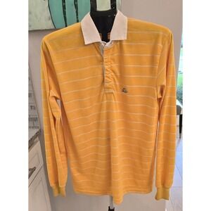 VTG Cutty‎ Sark Blended Scots Whisky Ship Polo Men's LARGE Yellow Long Sleeve